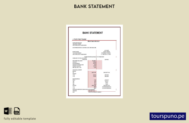 listo para imprimir Plantilla de Word   primer extracto bancario de Nigeria